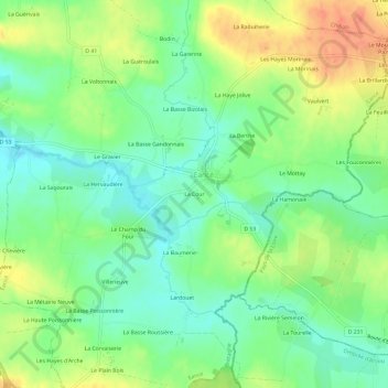 La Cour topographic map, elevation, terrain