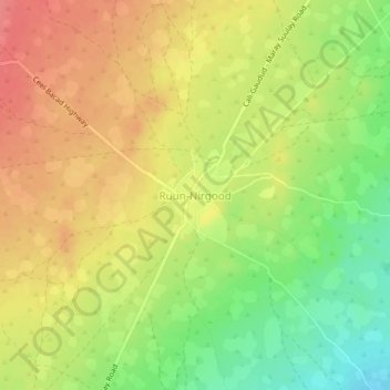 Ruun-Nirgood topographic map, elevation, terrain