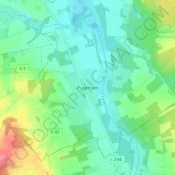 Putensen topographic map, elevation, terrain