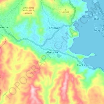 Abepura topographic map, elevation, terrain