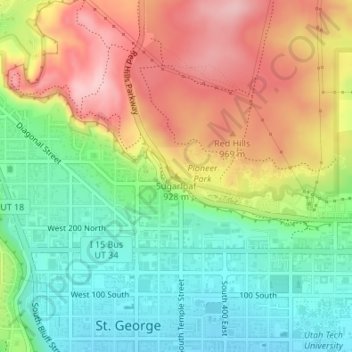 Sugarloaf topographic map, elevation, terrain
