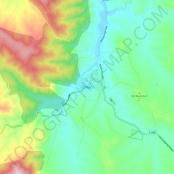 Omeo topographic map, elevation, terrain