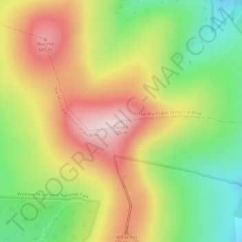 Djouce topographic map, elevation, terrain