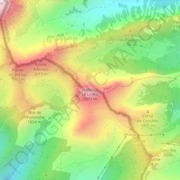 Le Linleu topographic map, elevation, terrain