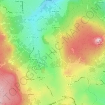 Arnissac topographic map, elevation, terrain
