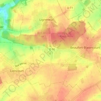 Blavincourt topographic map, elevation, terrain