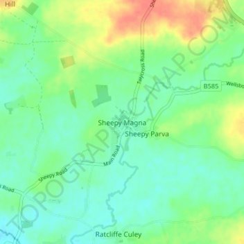 Sheepy Magna topographic map, elevation, terrain