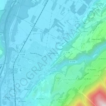 Villard-Benoit topographic map, elevation, terrain