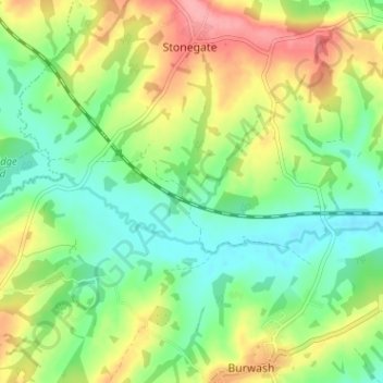 Barehurst topographic map, elevation, terrain