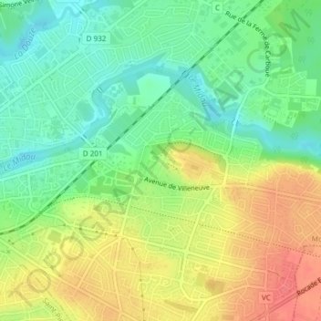 Nahuques topographic map, elevation, terrain