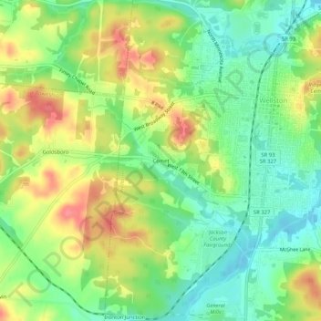 Comet topographic map, elevation, terrain