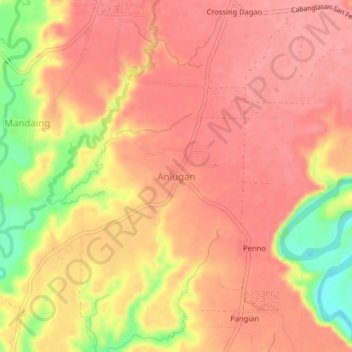 Anlugan topographic map, elevation, terrain