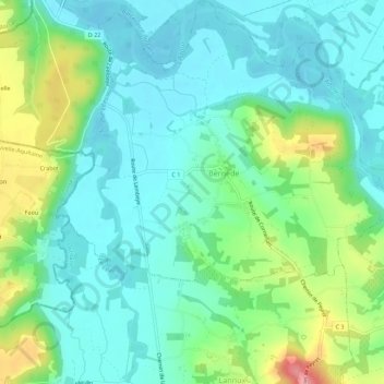Rivière topographic map, elevation, terrain