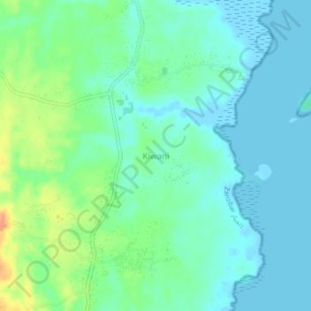 Kiwani topographic map, elevation, terrain
