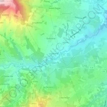 La Triandine topographic map, elevation, terrain