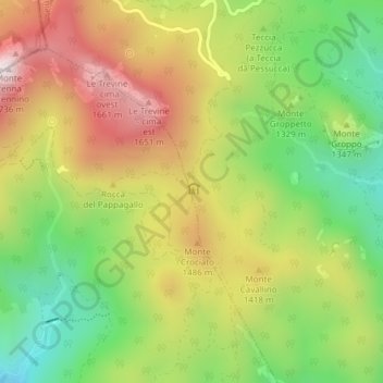 Faggio dei Tre Comuni topographic map, elevation, terrain