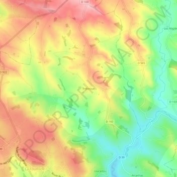 Trébessac topographic map, elevation, terrain
