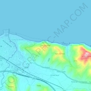 Gabicce Monte topographic map, elevation, terrain