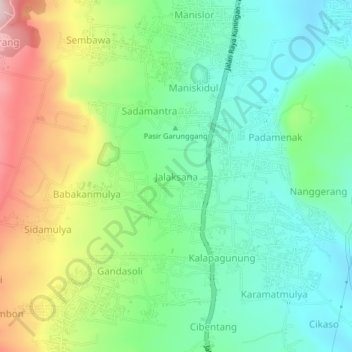 Jalaksana topographic map, elevation, terrain