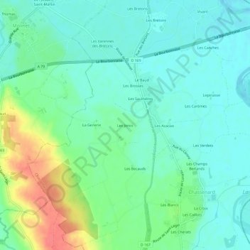 Les Joncs topographic map, elevation, terrain