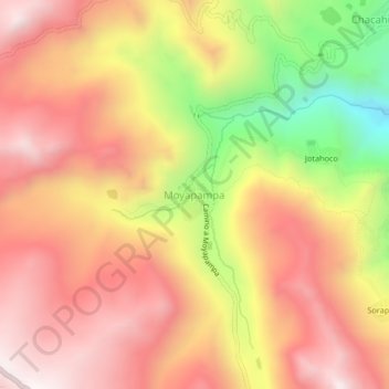 Moyapampa topographic map, elevation, terrain