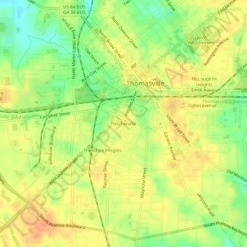 Fletcherville topographic map, elevation, terrain