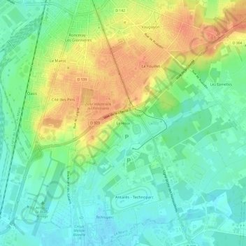 Le Houx topographic map, elevation, terrain