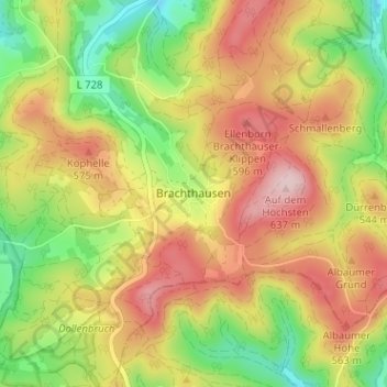 Brachthausen topographic map, elevation, terrain