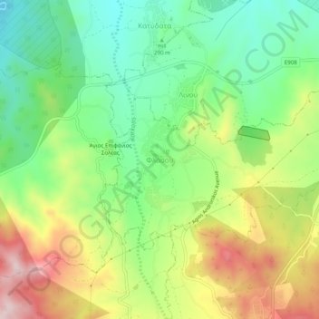 Flasou topographic map, elevation, terrain