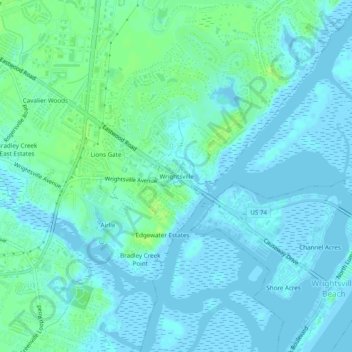 Wrightsville topographic map, elevation, terrain