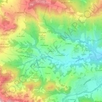 Tabiano topographic map, elevation, terrain