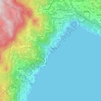 Opatija topographic map, elevation, terrain