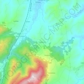 Percozzone topographic map, elevation, terrain