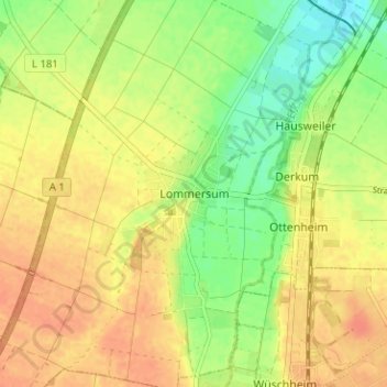 Lommersum topographic map, elevation, terrain