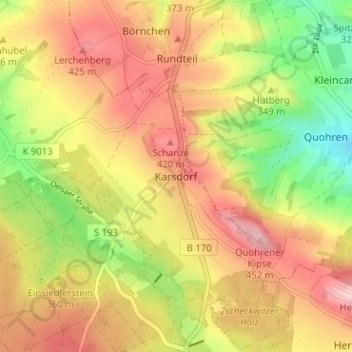 Karsdorf topographic map, elevation, terrain