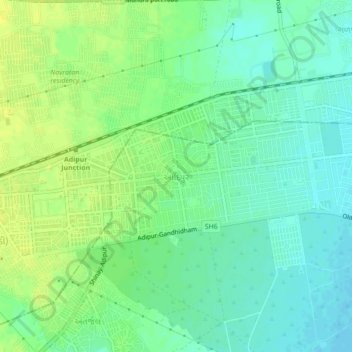 Adipur topographic map, elevation, terrain