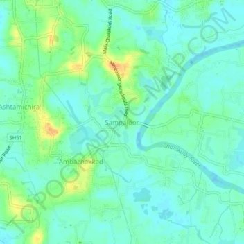 Sampaloor topographic map, elevation, terrain