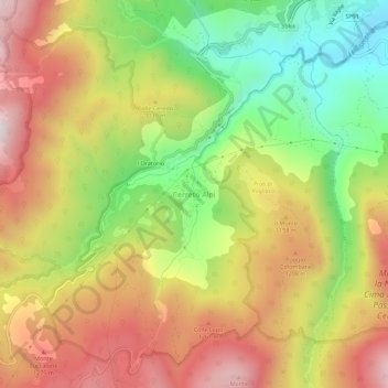 Cerreto Alpi topographic map, elevation, terrain