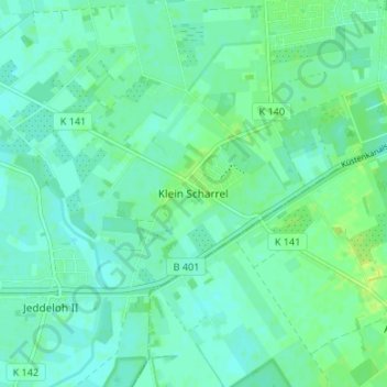 Klein Scharrel topographic map, elevation, terrain