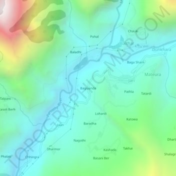 Bagiyanda topographic map, elevation, terrain