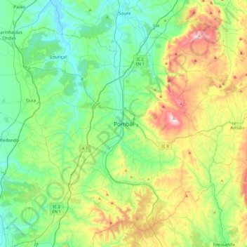 Pombal topographic map, elevation, terrain