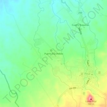 Puerto Escondido topographic map, elevation, terrain