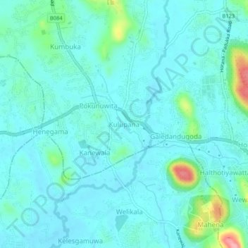 Kulupana topographic map, elevation, terrain