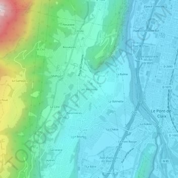 Les Perouses topographic map, elevation, terrain