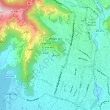Dhunge Khola topographic map, elevation, terrain