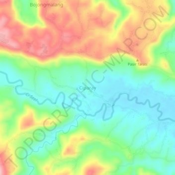 Ciparay topographic map, elevation, terrain