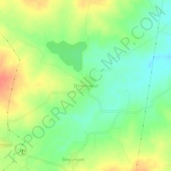 Thimmapur topographic map, elevation, terrain