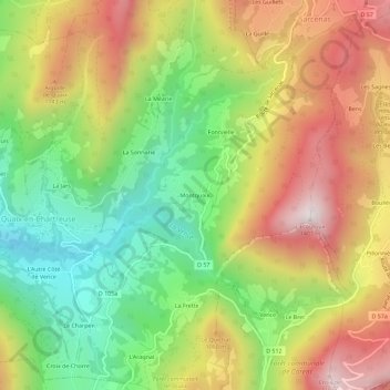 Montquaix topographic map, elevation, terrain