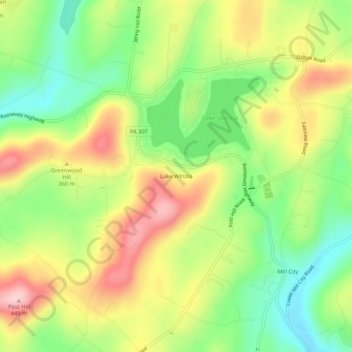 Lake Winola topographic map, elevation, terrain