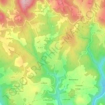 Trézin topographic map, elevation, terrain